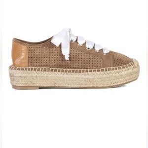 Matt Bernson Anthropologie Eze Perforated Leather Lace Up Platform Espadrille 7